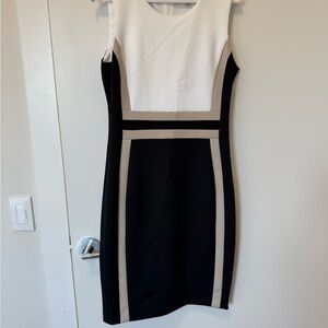 Calvin Klein Black Sleeveless Sheath Midi Dress